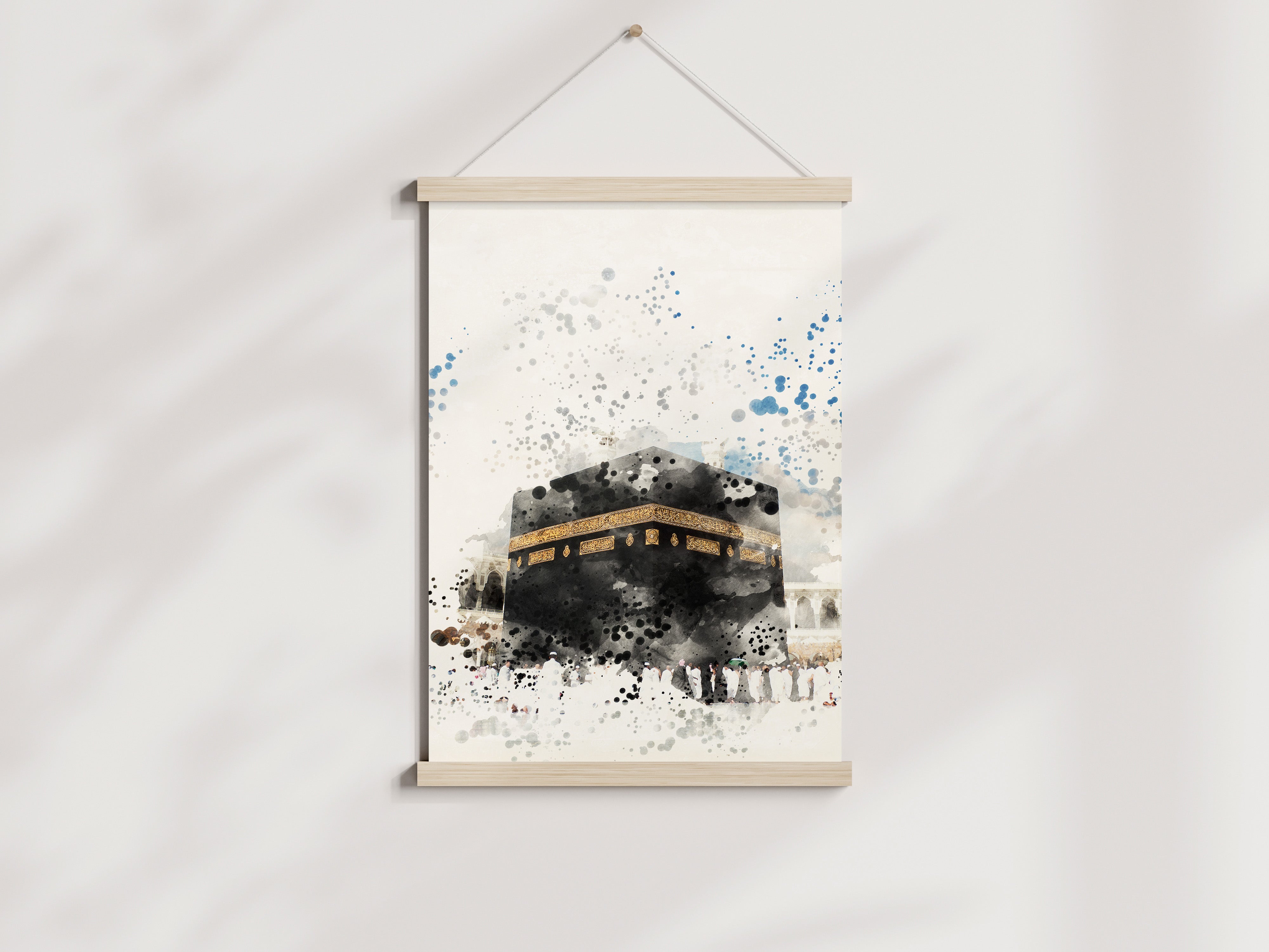 Kaabah Watercolor Painting effect Islamic Art Poster Hanger - Peaceful Arts UK