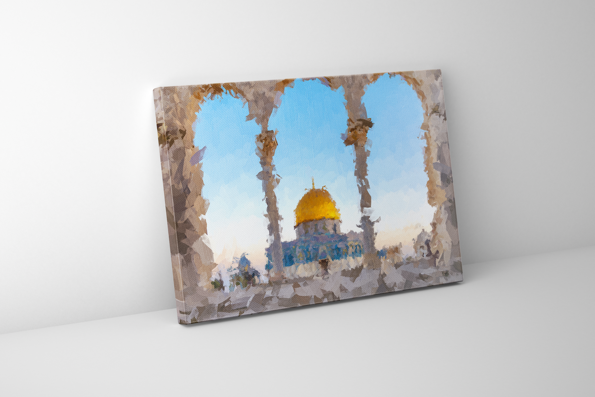 Al-Aqsa Mosque Paint Effect Stretched Canvas Islamic Art - Peaceful Arts UK