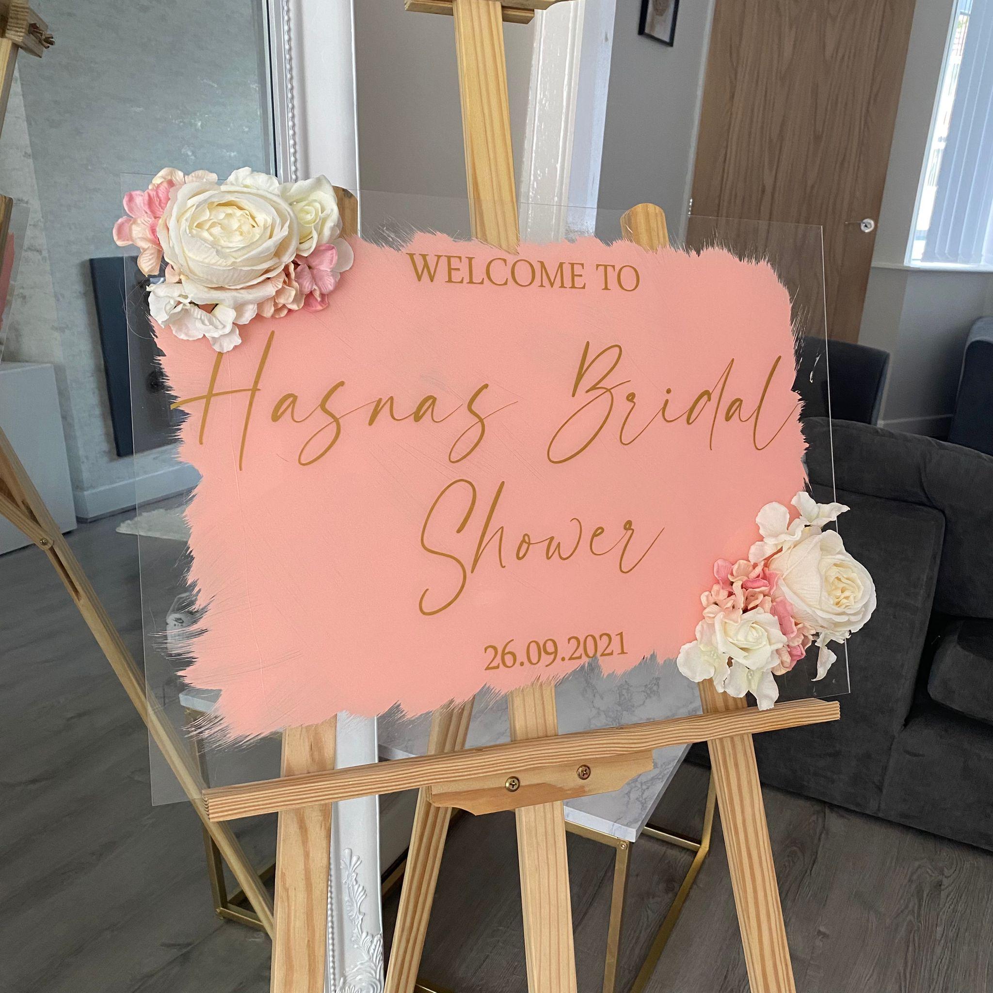 Personalised Acrylic Welcome Bridal Shower Event | Event sign | Party sign | Brushstroke Effect Design 4 - Peaceful Arts