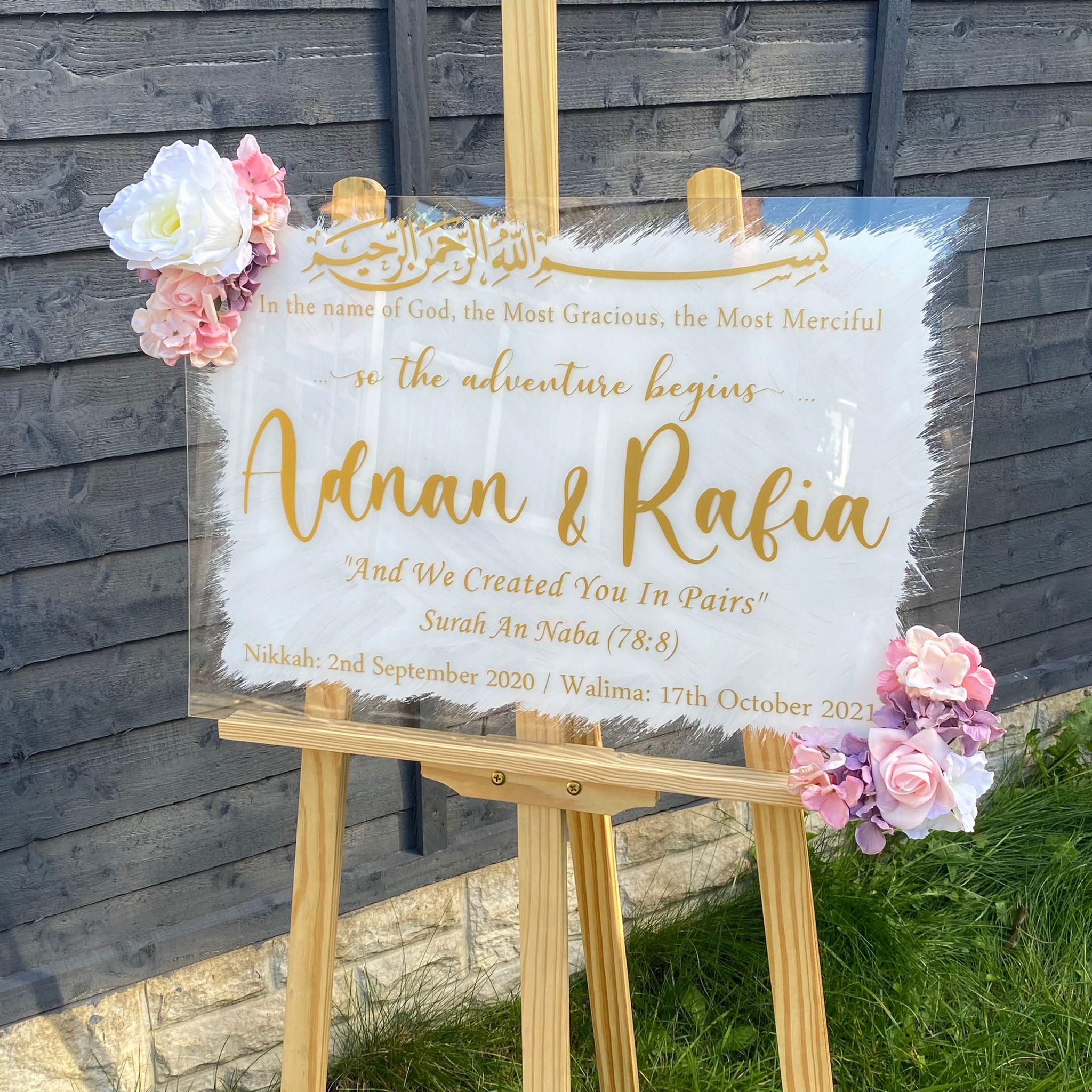 Personalised Acrylic Welcome Wedding Sign | Event sign | Party sign | Brushstroke Effect - Peaceful Arts