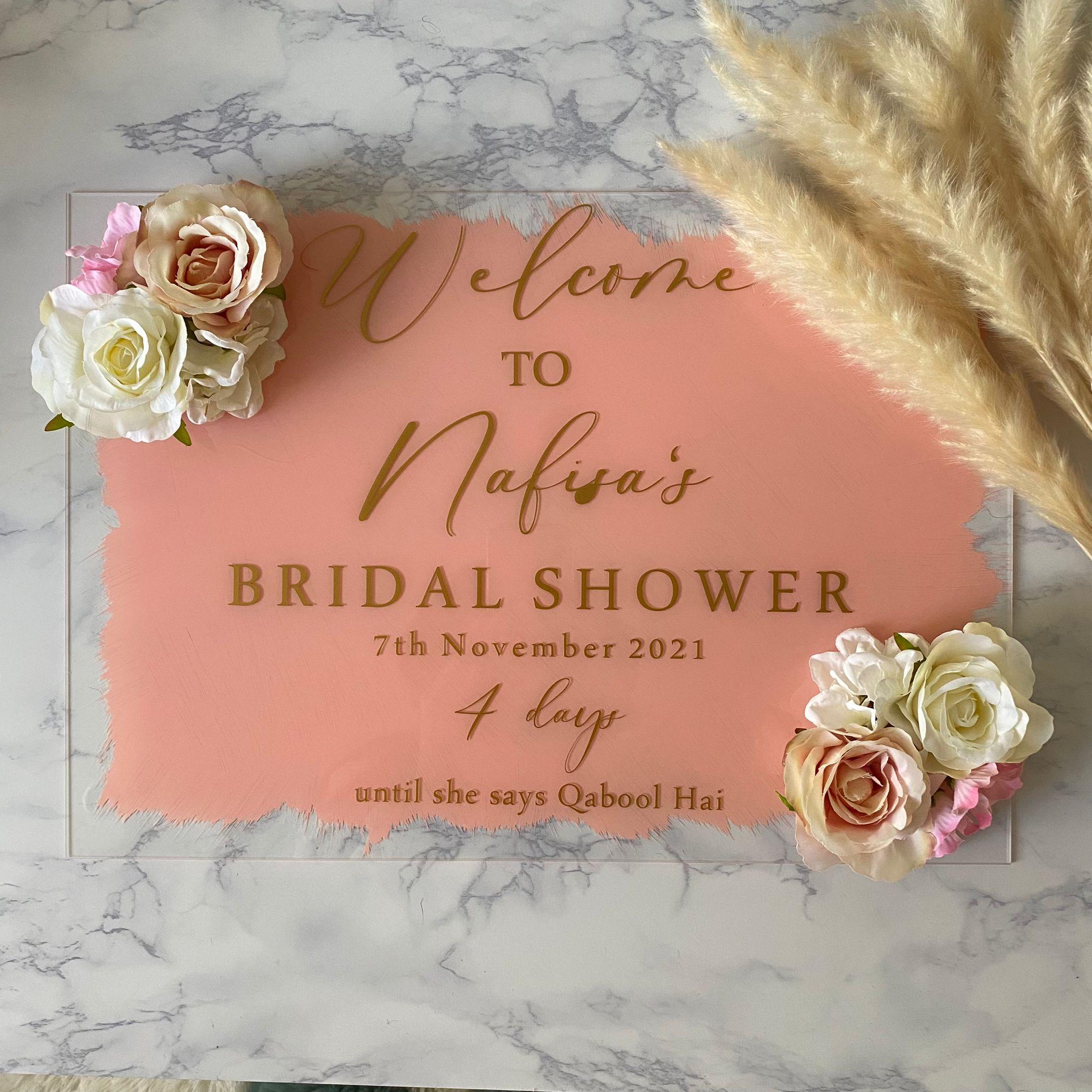 Personalised Acrylic Welcome Bridal Shower Event | Event sign | Party sign | Brushstroke Effect Design 4 - Peaceful Arts