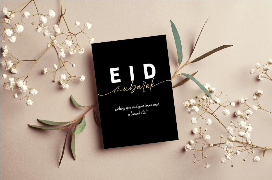 Eid Mubarak 2022 A5 Cards with Black & Gold Envelope - Peaceful Arts